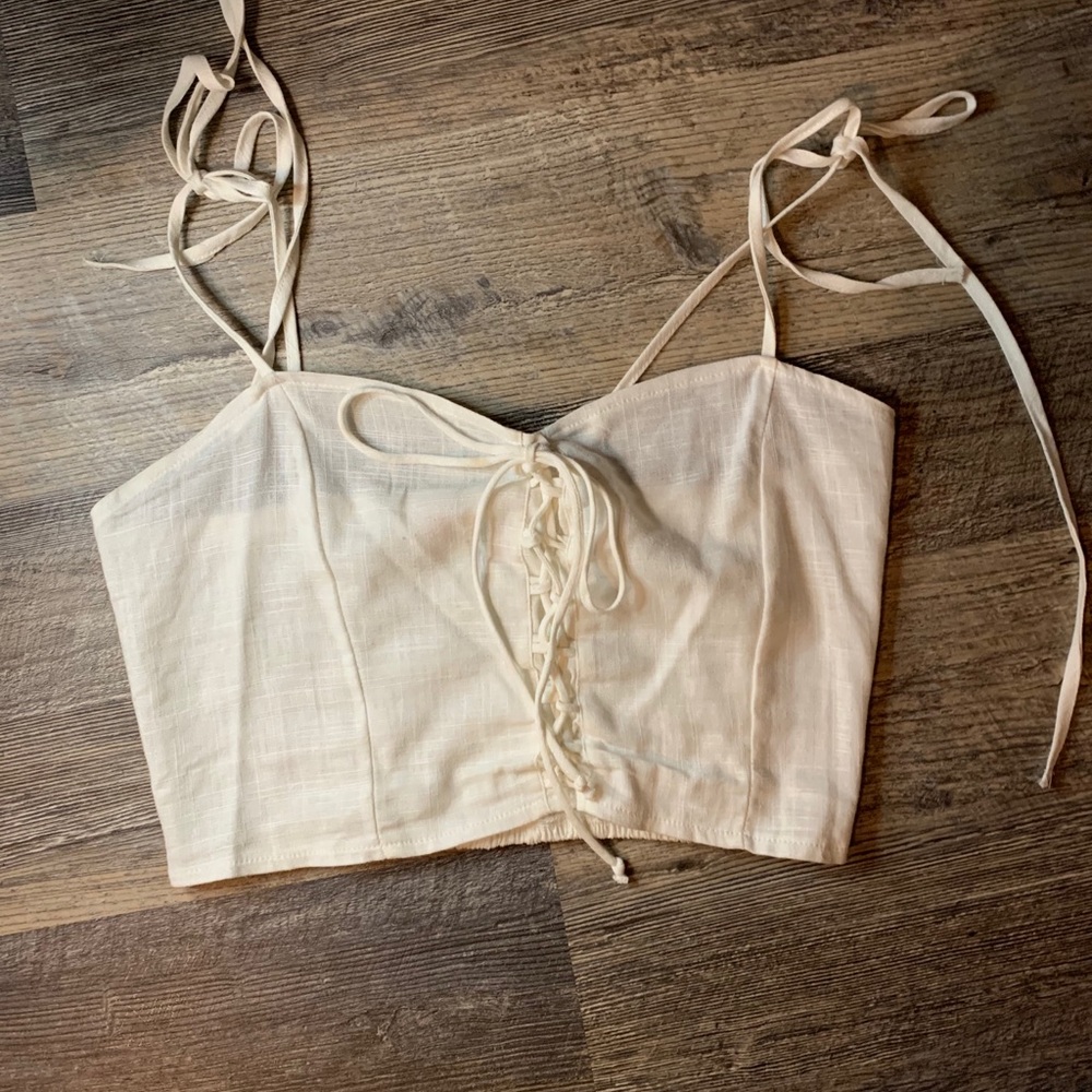 Pacsun cream/white tank top tie strings